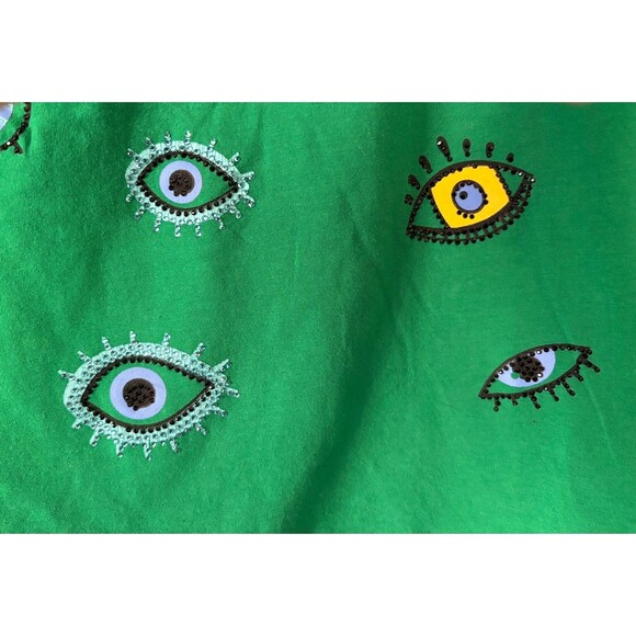 Women’s Emerald Green Evil Eye Puff Sleeve Tee, Everlynn Apparel, Large - Picture 8 of 8
